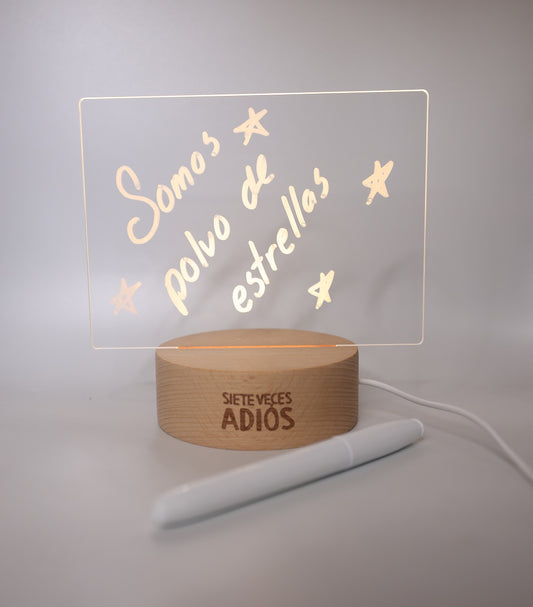 Pizarrón mágico/ lámpara LED Siete Veces Adiós